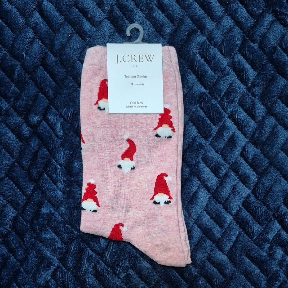 J. Crew Gnomes With Santa Hats Socks, New With Tags